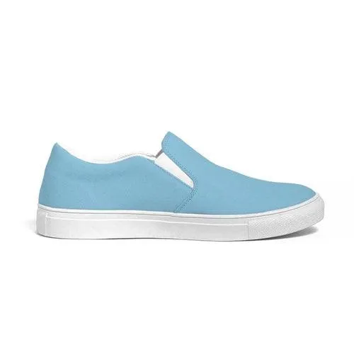 Womens Sneakers - Light Blue Low Top Slip-on Canvas Shoes