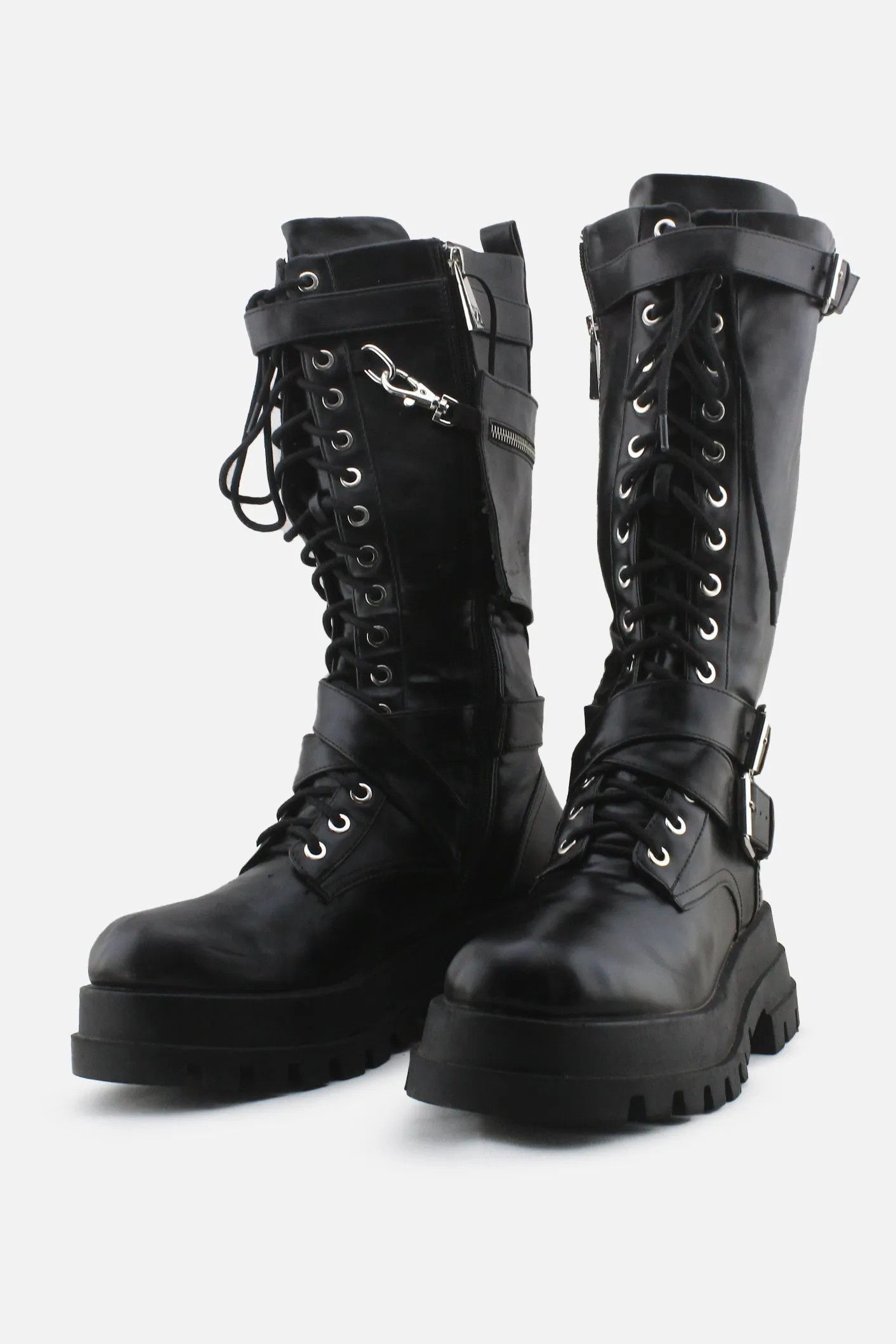 Zara Zipper Laces Buckle Straps Combat Ankle Boots | 100% Authentic Leather