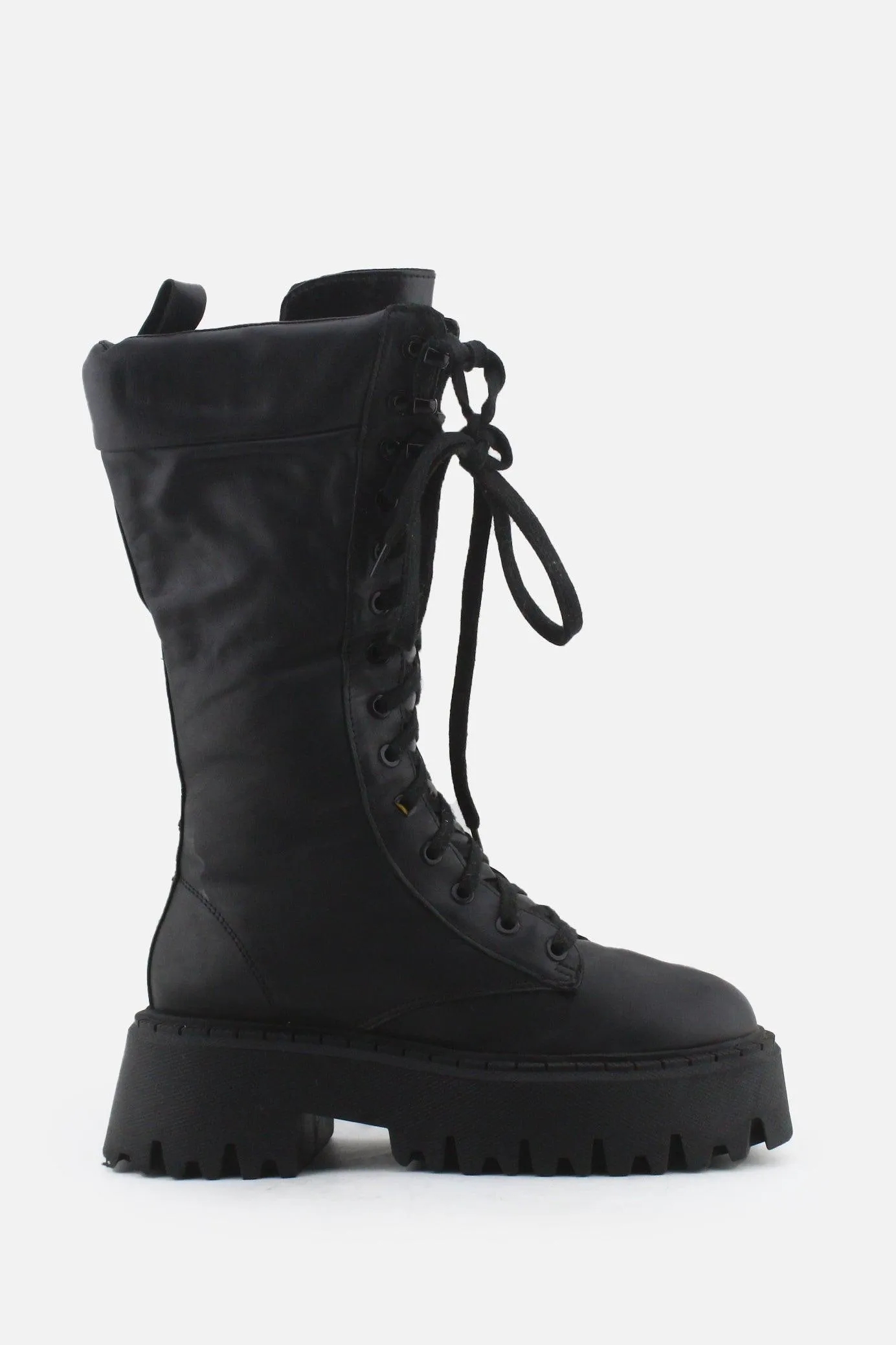 Zara Zipper Laces Combat Long Boots | 100% Authetic Leather