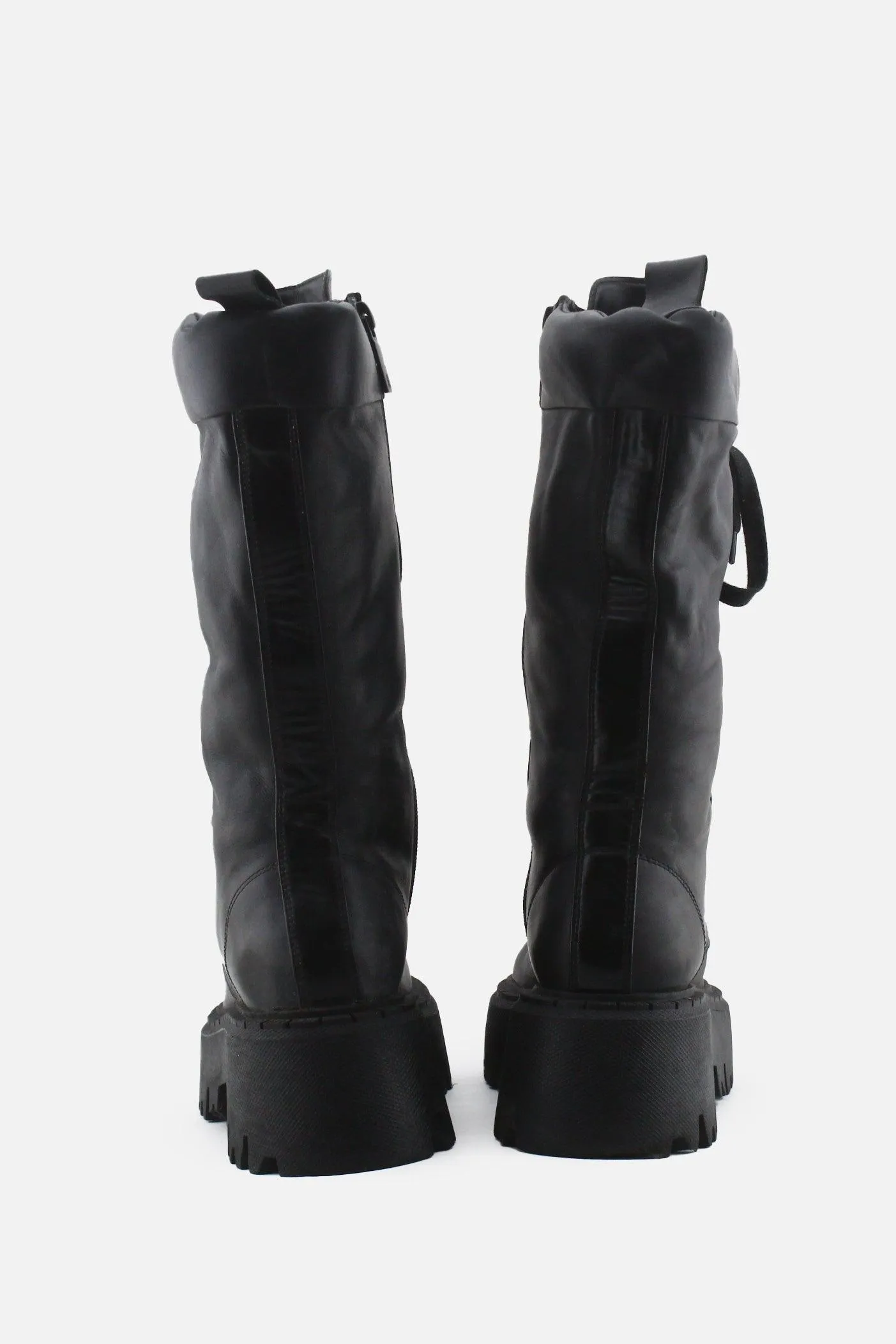 Zara Zipper Laces Combat Long Boots | 100% Authetic Leather